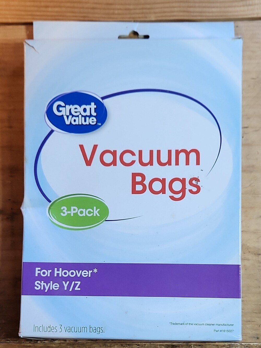 Great Value Disposable Vacuum Cleaner Bags 3-Pack for Hoover Style Y/Z, 2705